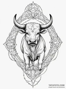 Tattoo design a taurus bull, its body formed... - эскиз тату (№1755565612_0, 19.08.2025 01:06) — Tatufoto.com