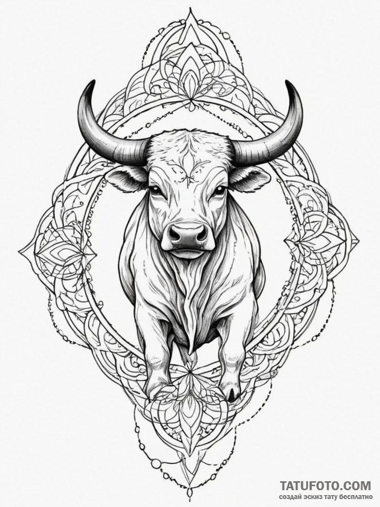Tattoo design a taurus bull, its body formed... - эскиз тату (№1755565612_0, 19.08.2025 01:06) — Tatufoto.com