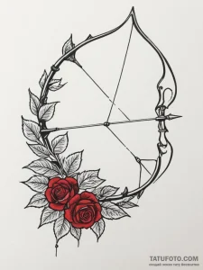 Tattoo sketch a traditional archery bow, unst... - эскиз тату (№1755565809_0, 19.08.2025 01:10) — Tatufoto.com