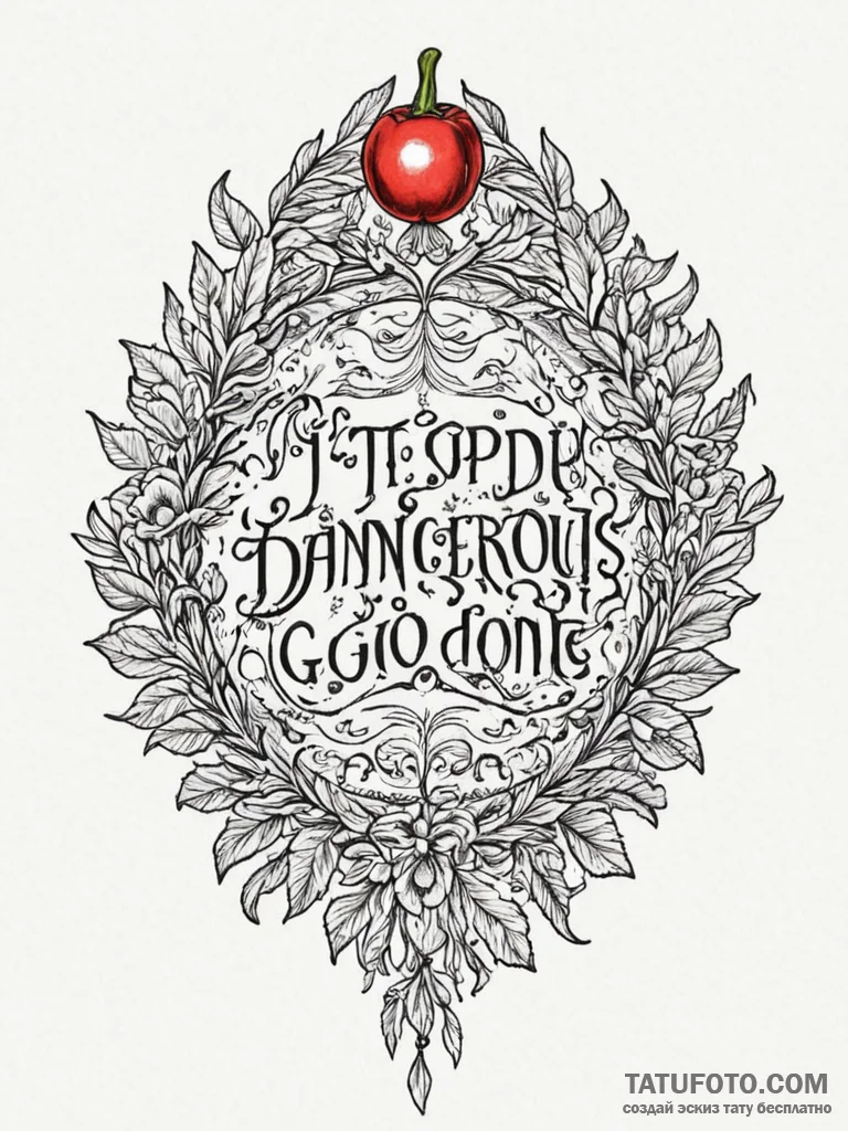 Tattoo sketch the words 'it's dangerous to go... - эскиз тату (№1755567398_0, 19.08.2025 01:36) — Tatufoto.com