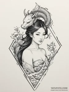 Tattoo design a virgo maiden's silhouette bre... - эскиз тату (№1755568181_0, 19.08.2025 01:49) — Tatufoto.com