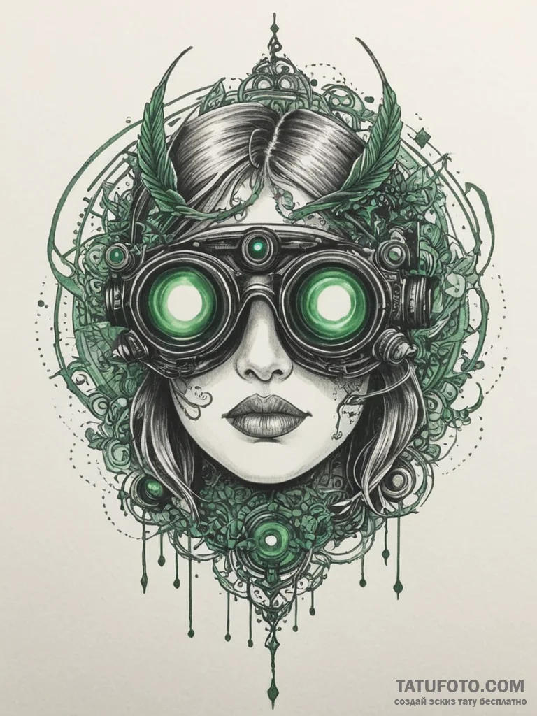 Tattoo design a stylized night vision goggles... - эскиз тату (№1755568391_0, 19.08.2025 01:53) — Tatufoto.com