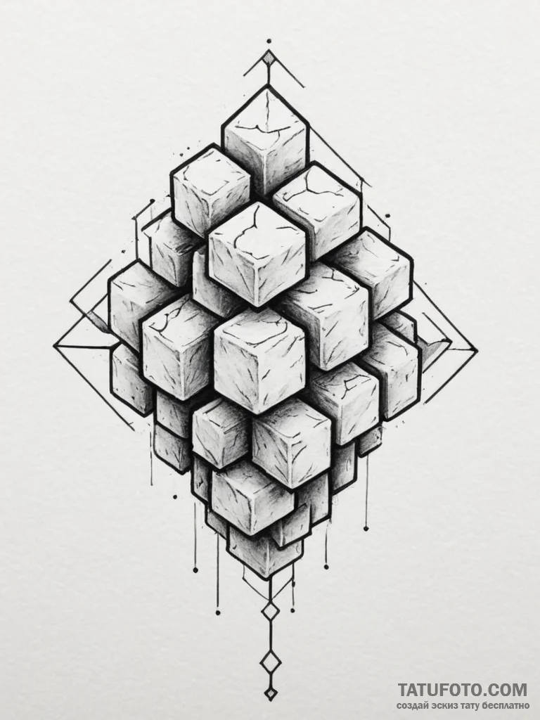 Tattoo design a stylized block of classic gam... - эскиз тату (№1755569186_0, 19.08.2025 02:06) — Tatufoto.com