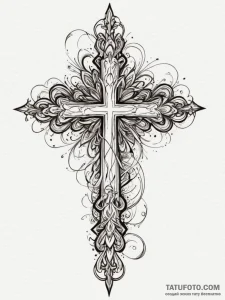 Inverted cross, tattoo sketch design, sepia t... - эскиз тату (№1755570786_0, 19.08.2025 02:33) — Tatufoto.com
