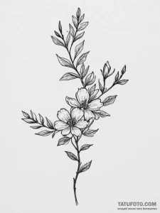 Tattoo sketch a tiny floral branch on the col... - эскиз тату (№1755571986_0, 19.08.2025 02:53) — Tatufoto.com