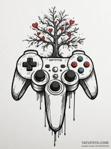 Tattoo sketch a controller's analog stick tra... - эскиз тату (№1755572785_0, 19.08.2025 03:06) — Tatufoto.com