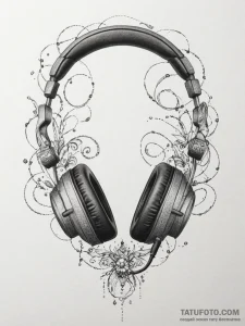 Tattoo design a pair of gaming headphones wit... - эскиз тату (№1755572984_0, 19.08.2025 03:09) — Tatufoto.com