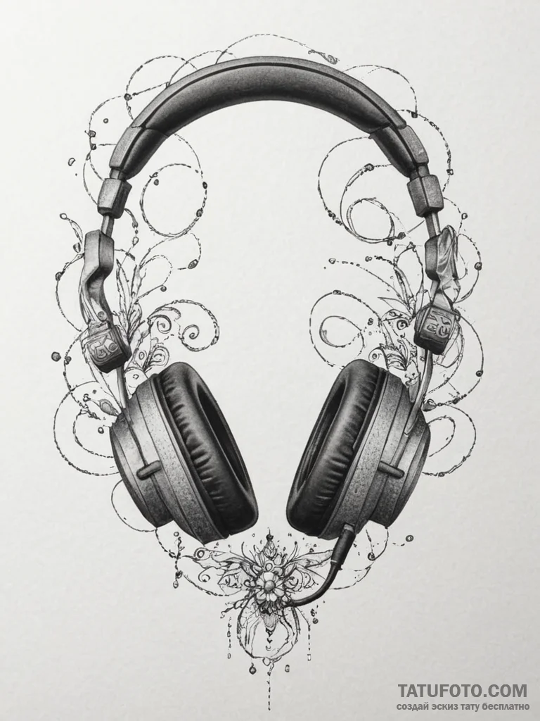 Tattoo design a pair of gaming headphones wit... - эскиз тату (№1755572984_0, 19.08.2025 03:09) — Tatufoto.com