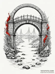 Tattoo sketch a well-defined bridge arch, sym... - эскиз тату (№1755573183_0, 19.08.2025 03:13) — Tatufoto.com