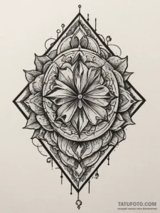 Tattoo design a birthstone incorporated into... - эскиз тату (№1755573382_0, 19.08.2025 03:16) — Tatufoto.com