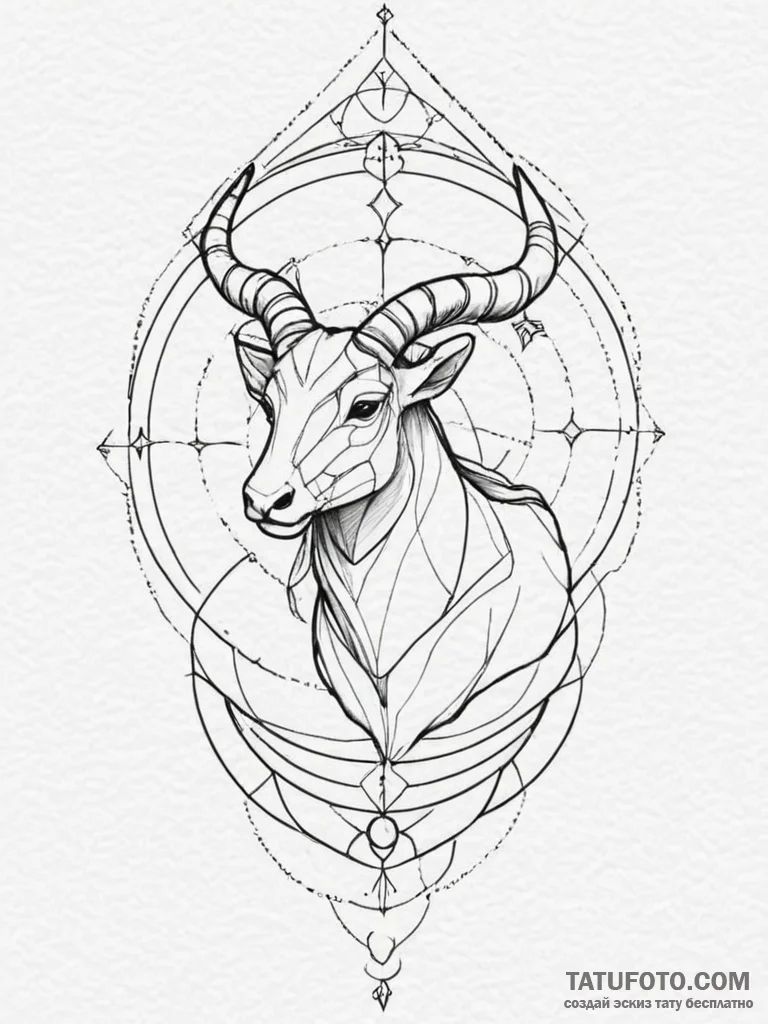 Tattoo design a geometric pattern of the zodi... - эскиз тату (№1755573986_0, 19.08.2025 03:26) — Tatufoto.com