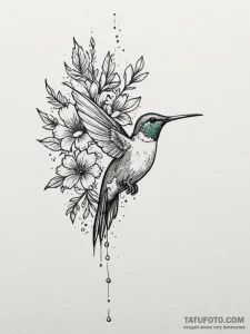 Tattoo design a graceful humming-bird hoverin... - эскиз тату (№1755574786_0, 19.08.2025 03:39) — Tatufoto.com