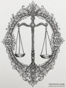 Tattoo sketch libra's scales, intricately det... - эскиз тату (№1755575790_0, 19.08.2025 03:56) — Tatufoto.com
