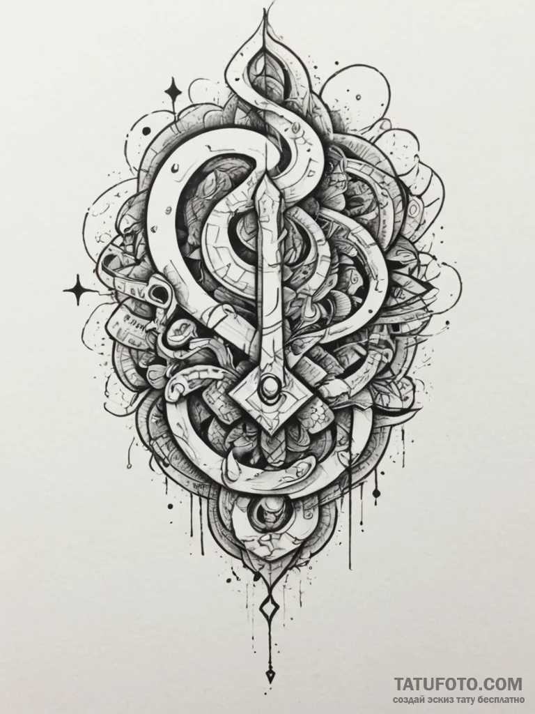 Tattoo sketch an abstract representation of a... - эскиз тату (№1755576386_0, 19.08.2025 04:06) — Tatufoto.com