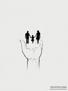 Tattoo sketch a silhouette of parents holding... - эскиз тату (№1755576781_0, 19.08.2025 04:13) — Tatufoto.com