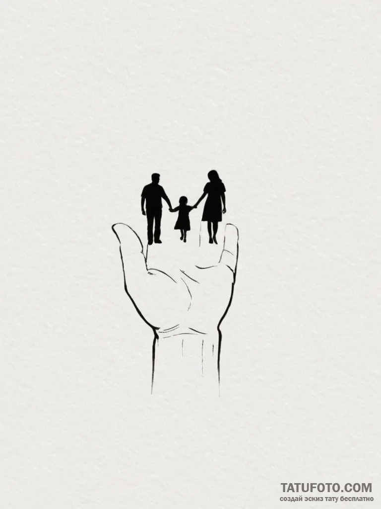 Tattoo sketch a silhouette of parents holding... - эскиз тату (№1755576781_0, 19.08.2025 04:13) — Tatufoto.com