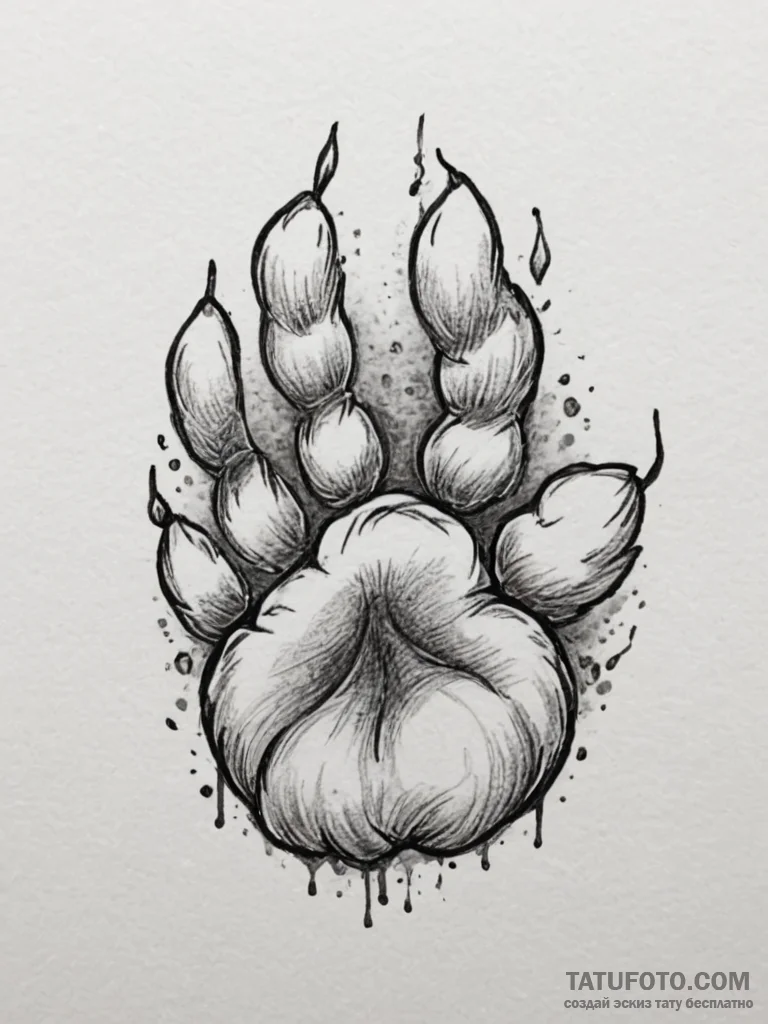 Paw, tattoo flash sheet design, on a clean wh... - эскиз тату (№1755577379_0, 19.08.2025 04:22) — Tatufoto.com