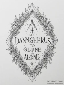 Tattoo sketch the words 'it's dangerous to go... - эскиз тату (№1755580913_0, 19.08.2025 05:21) — Tatufoto.com