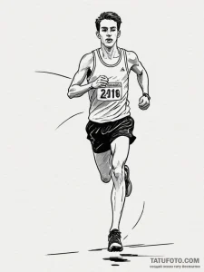 A portrait of a marathon runner crossing the... - эскиз тату (№1755582288_0, 19.08.2025 05:44) — Tatufoto.com