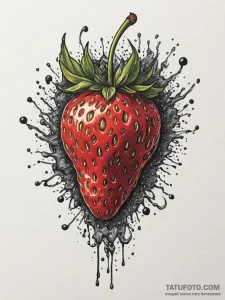 A macro shot of the surface of a strawberry,... - эскиз тату (№1755584265_0, 19.08.2025 06:17) — Tatufoto.com