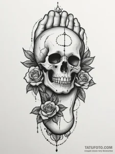 Tattoo sketch a foot with delicate ankle chai... - эскиз тату (№1755585055_0, 19.08.2025 06:30) — Tatufoto.com