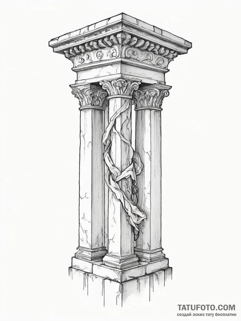 Tattoo sketch a robust archway or pillar, sym... - эскиз тату (№1755589603_0, 19.08.2025 07:46) — Tatufoto.com