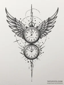 Tattoo design a "speedrun" stopwatch with win... - эскиз тату (№1755592576_0, 19.08.2025 08:36) — Tatufoto.com