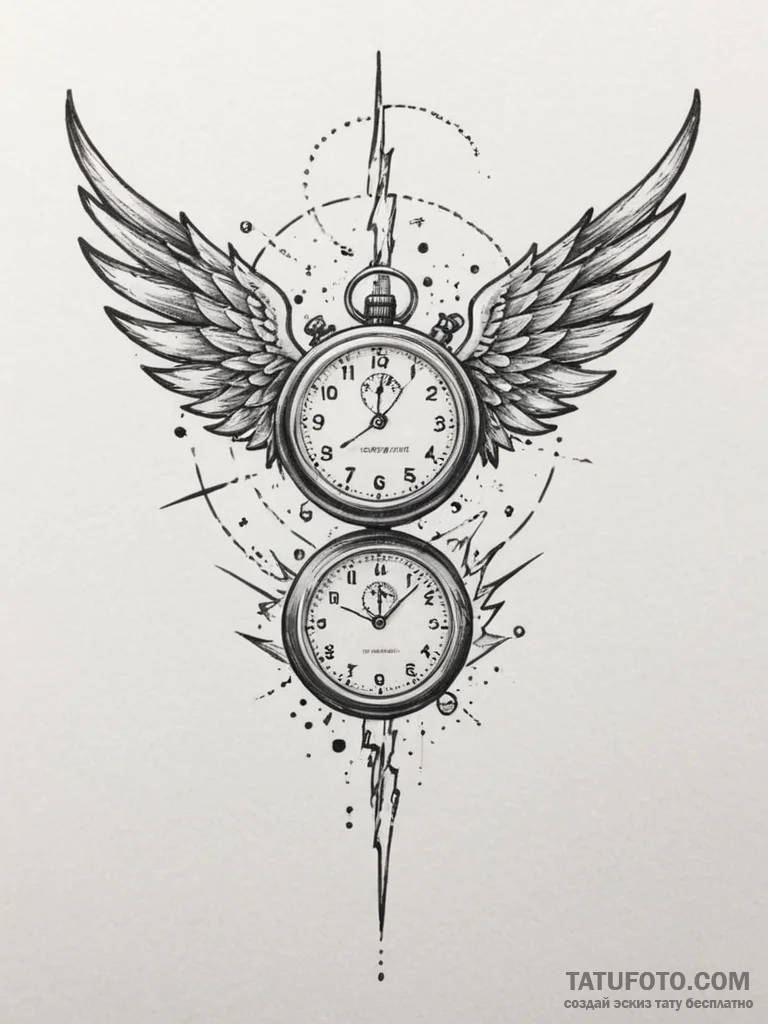 Tattoo design a "speedrun" stopwatch with win... - эскиз тату (№1755592576_0, 19.08.2025 08:36) — Tatufoto.com