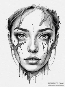 Tattoo sketch a close-up of a scarred face, e... - эскиз тату (№1755593771_0, 19.08.2025 08:56) — Tatufoto.com