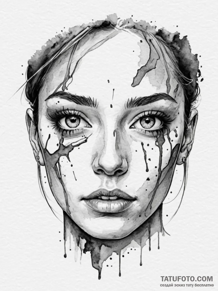 Tattoo sketch a close-up of a scarred face, e... - эскиз тату (№1755593771_0, 19.08.2025 08:56) — Tatufoto.com