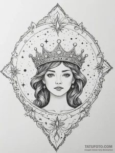 Tattoo sketch a crown made of celestial stars... - эскиз тату (№1755594956_0, 19.08.2025 09:15) — Tatufoto.com