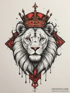Lion with crown, ink illustration for tattoo,... - эскиз тату (№1755596343_0, 19.08.2025 09:39) — Tatufoto.com