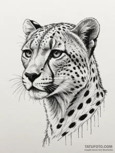 Cheetah, artistic tattoo sketch, blackwork ta... - эскиз тату (№1755597333_0, 19.08.2025 09:55) — Tatufoto.com