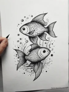 Tattoo design pisces fish, one symbolizing th... - эскиз тату (№1755608028_0, 19.08.2025 12:53) — Tatufoto.com