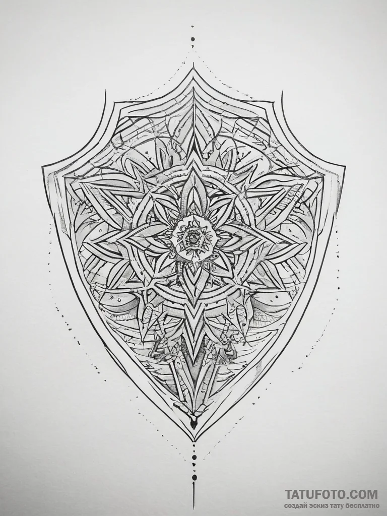 Shield, tattoo drawing outline, muted color p... - эскиз тату (№1755609005_0, 19.08.2025 13:10) — Tatufoto.com