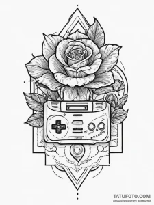 Tattoo sketch a vintage video game console wi... - эскиз тату (№1755610407_0, 19.08.2025 13:33) — Tatufoto.com