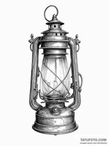 An antique lantern casting long shadows, conc... - эскиз тату (№1755610614_0, 19.08.2025 13:36) — Tatufoto.com