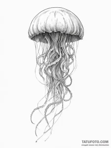 Tattoo sketch a graceful jellyfish, with flow... - эскиз тату (№1755611034_0, 19.08.2025 13:43) — Tatufoto.com