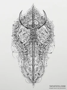 Tattoo design: a depiction of the forging of... - эскиз тату (№1755611242_0, 19.08.2025 13:47) — Tatufoto.com