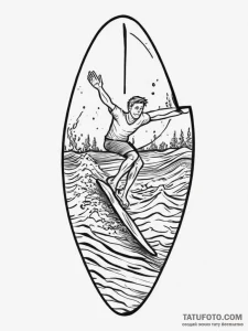 A person learning to surf, falling off the bo... - эскиз тату (№1755611452_0, 19.08.2025 13:50) — Tatufoto.com
