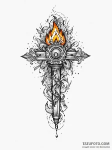 Tattoo design a stylized torch, symbolizing g... - эскиз тату (№1755613303_0, 19.08.2025 14:21) — Tatufoto.com