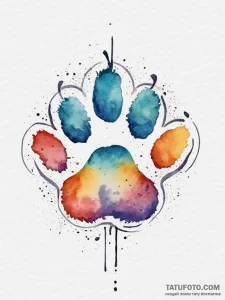 Paw, tattoo line art, watercolor tattoo style... - эскиз тату (№1755613509_0, 19.08.2025 14:25) — Tatufoto.com