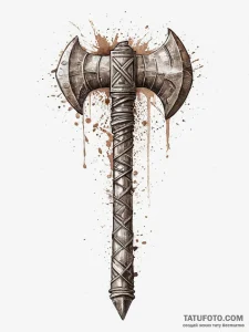Tattoo design a battle-worn barbarian axe wit... - эскиз тату (№1755613925_0, 19.08.2025 14:32) — Tatufoto.com