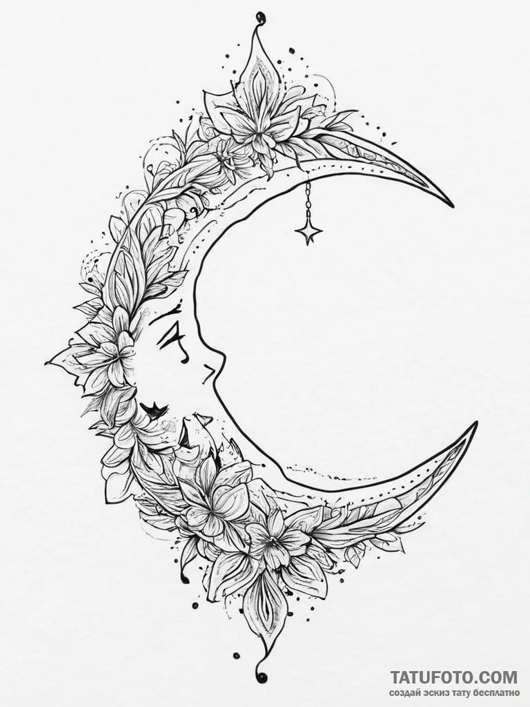 Tattoo design a small, smiling star or moon.,... - эскиз тату (№1755614757_0, 19.08.2025 14:45) — Tatufoto.com
