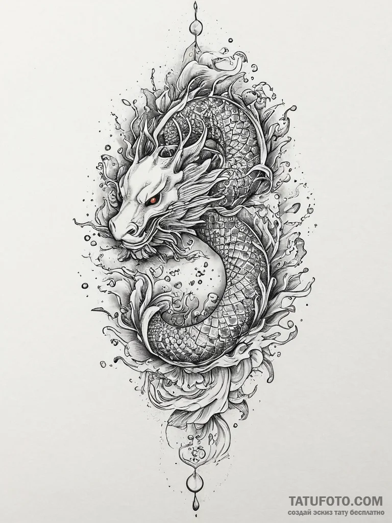 Tattoo design a water droplet creating a perf... - эскиз тату (№1755616199_0, 19.08.2025 15:09) — Tatufoto.com