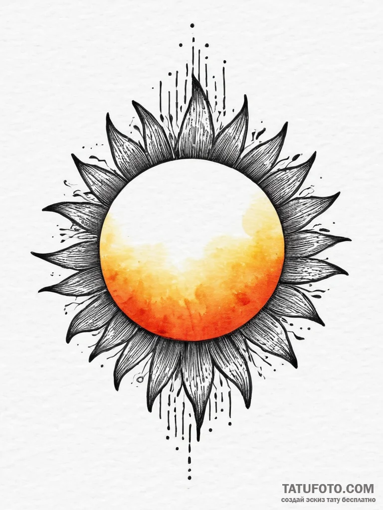 Tattoo design a glowing yellow and orange wat... - эскиз тату (№1755617432_0, 19.08.2025 15:30) — Tatufoto.com