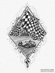 Tattoo sketch a stylized race track with a ch... - эскиз тату (№1755618252_0, 19.08.2025 15:44) — Tatufoto.com