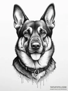 Tattoo design a loyal dog (e.g., a german she... - эскиз тату (№1755618449_0, 19.08.2025 15:47) — Tatufoto.com