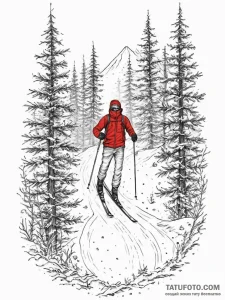 A person cross-country skiing through a silen... - эскиз тату (№1755620487_0, 19.08.2025 16:21) — Tatufoto.com