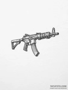 Machine gun, tattoo line art, on a clean whit... - эскиз тату (№1755620904_0, 19.08.2025 16:28) — Tatufoto.com